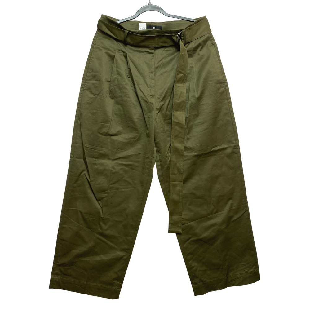 Banana Republic Pants Womens 12 Green Wide Leg Belted Cropped High Rise Trousers